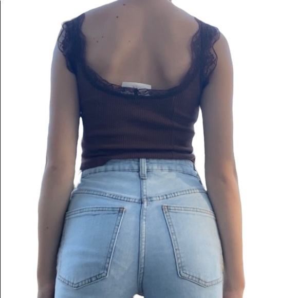 Brown y2k lace tank top by New Pink - Picture 2 of 8